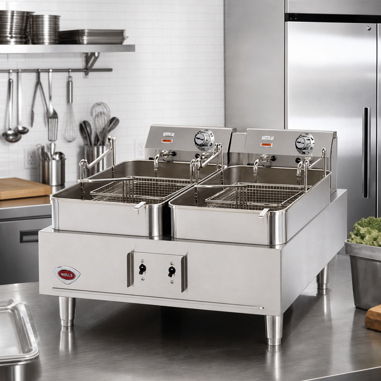 Product image #2 for Wells F-30 Countertop Electric Deep Fryer with Dual 15 lb Fry Pots