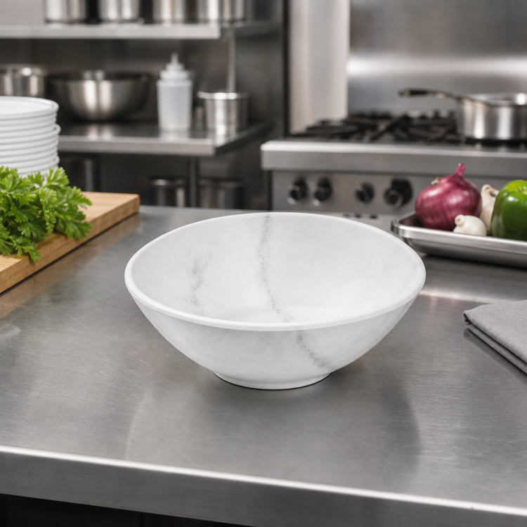 Product image #2 for Ridge 22 oz. Freeform Melamine Bowl, 6-7/8 In., White Marble