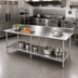 Thumbnail image #2 for 108-Inch Stainless Steel Work Table with 5-Inch Backsplash and Undershelf