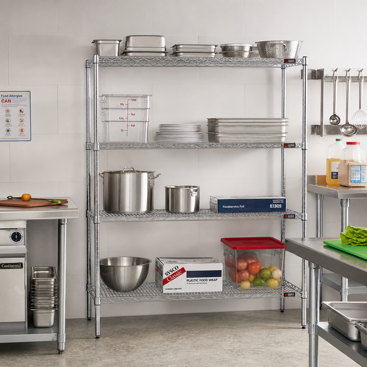 Product image #2 for Eagle Group 4-Tier Chrome-Plated Wire Shelving Starter Unit, 72W x 24D x 63H