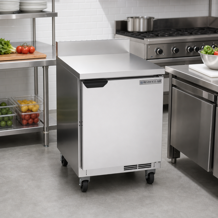 Product image #2 for Beverage-Air WTR24AHC-FIP 24-Inch One-Section Worktop Refrigerator with Solid Door and Foamed-In-Place Backsplash
