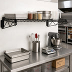 Thumbnail image #2 for Quantum WDWB2472BK Wall-Mount Cantilever Single Wire Shelf, 72 x 24 Inches, Black Epoxy Antimicrobial Finish
