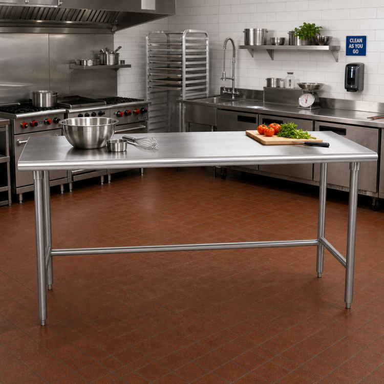 Product image #2 for Advance Tabco TMS-2410 120" W x 24" D 16-Gauge 304 Stainless Steel Flat Top Work Table