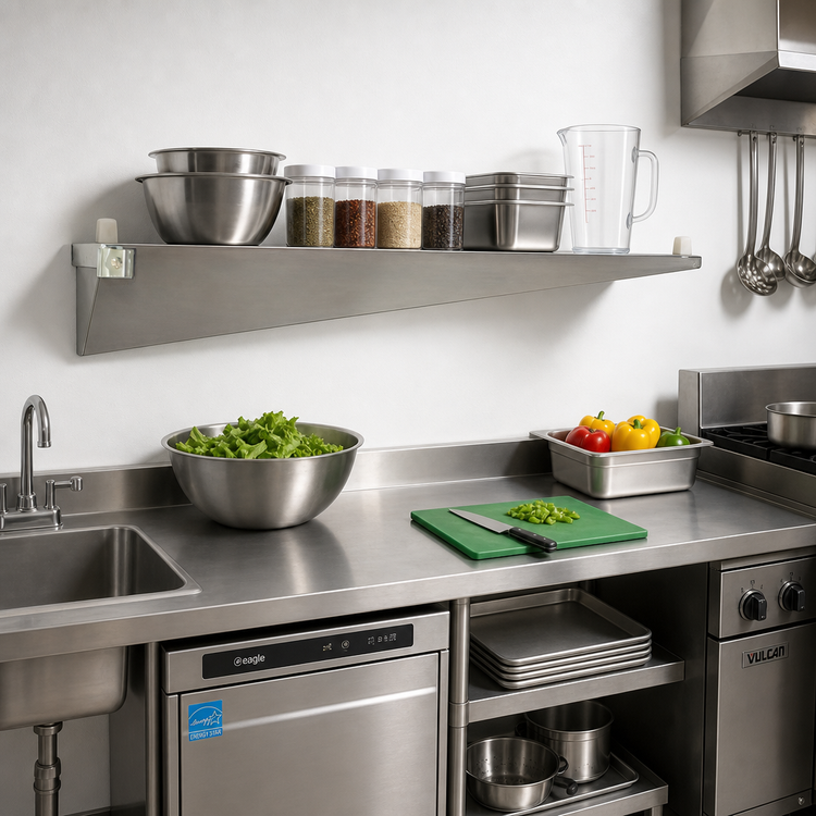 Product image #2 for Eagle Group Left Single-Knob Shelf Bracket for Cantilevered Shelving, 21 Inch, Stainless Steel