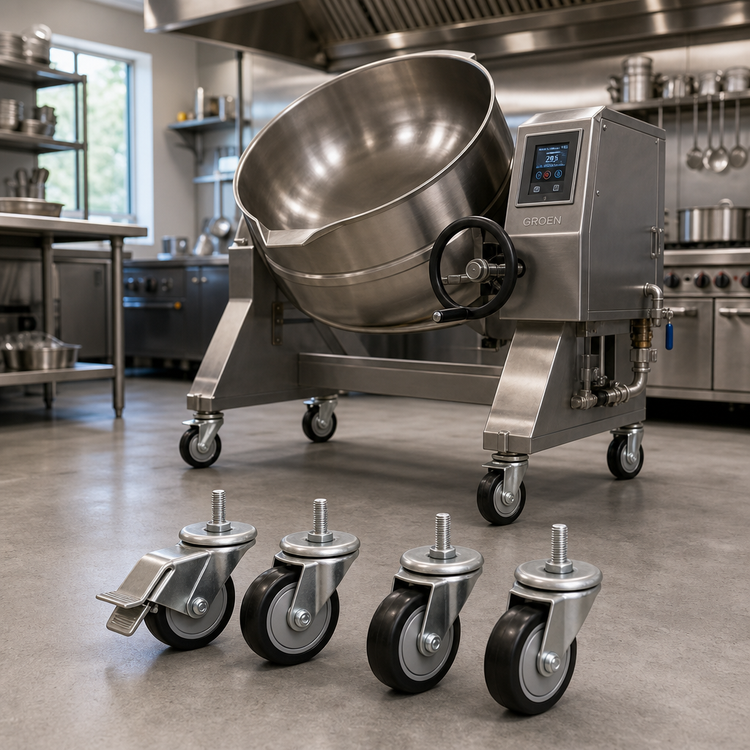 Product image #2 for Caster Set for SGL/SEL T1 Tilt Skillets, 4 Swivel Casters with 2 Locking Brakes