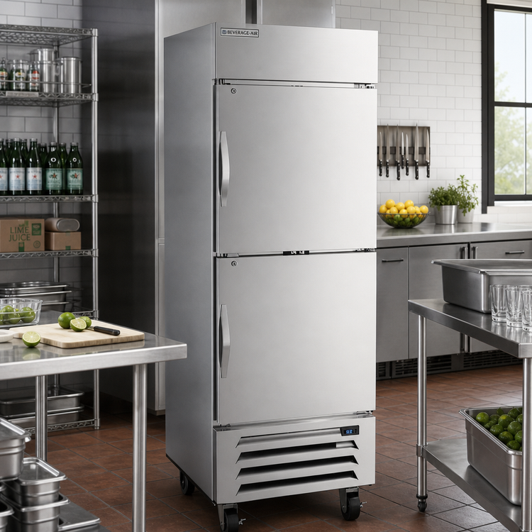 Product image #2 for Beverage-Air Horizon Series 25.97 Cu. Ft. One-Section Bottom-Mount Reach-In Refrigerator with 2 Right-Hand Solid Half Doors