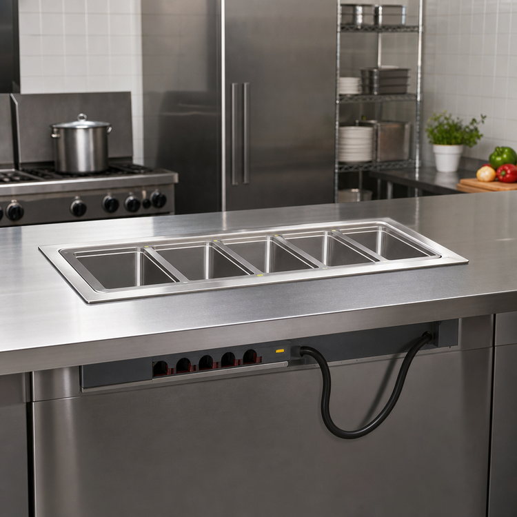 Product image #2 for Vollrath 5-Well Drop-In Electric Hot Food Well with Manifold Drain, 240V, Wet Operation