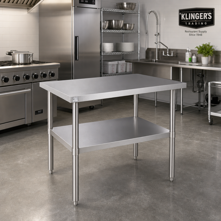 Product image #2 for Klinger's Trading SG2430 Heavy Duty Flat Top Stainless Steel Work Table, 30 x 24 x 36 Inches