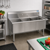Thumbnail image #2 for BK Resources Three Compartment Stainless Steel Sink with No Drainboards and 9-Inch Backsplash