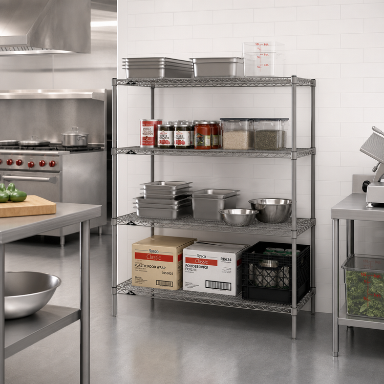 Product image #2 for Metro Super Erecta Stationary Wire Starter Shelving Unit, 30W x 24D x 63H, 4 Shelves, Metroseal Gray