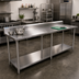 Thumbnail image #2 for BK Resources 84-Inch x 30-Inch 16-Gauge Stainless Steel Work Table with 5-Inch Riser and Adjustable Undershelf
