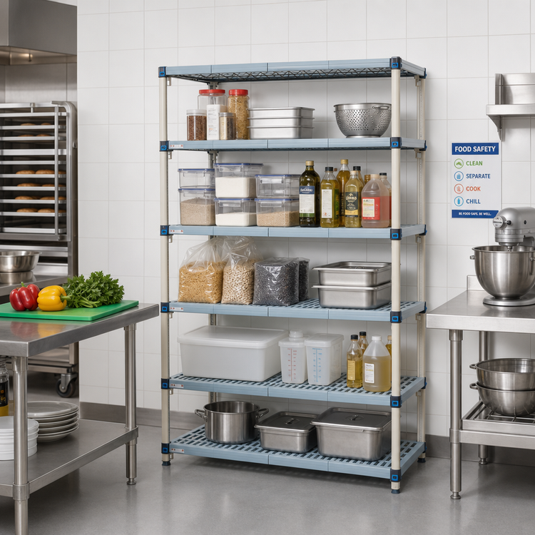 Product image #2 for MetroMax Q 5-Shelf Stationary Starter Polymer Shelving Unit, 42W x 18D x 74H, 2,000 lb Capacity