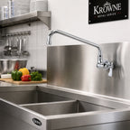 Thumbnail image #2 for Krowne Royal Series 16-171L Single-Inlet Wall-Mount Faucet with 12-Inch Swing Spout, Ceramic Valves, Polished Chrome