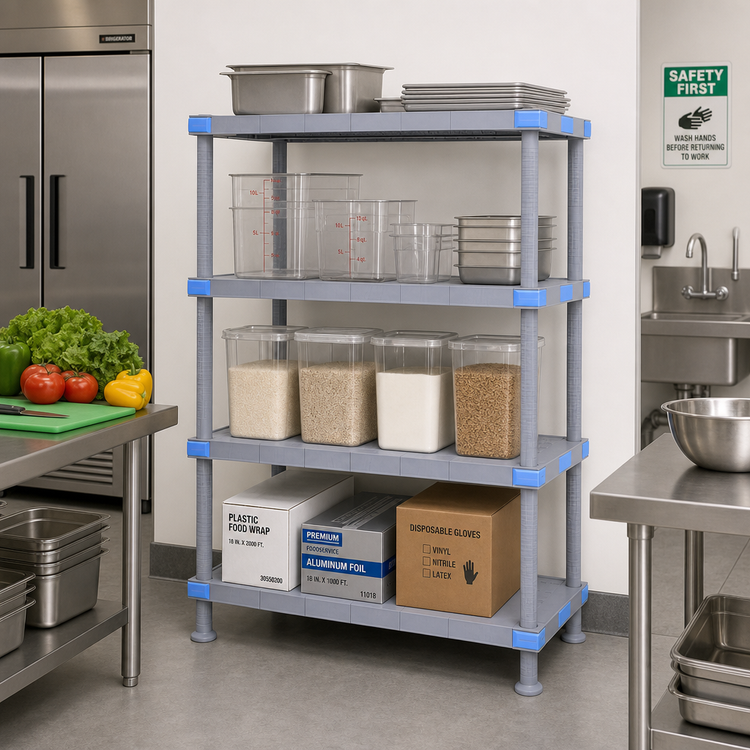Product image #2 for Quantum Millenia 4-Shelf Stationary Polymer Shelving Starter Unit, 48 x 18 x 62 Inches, Gray