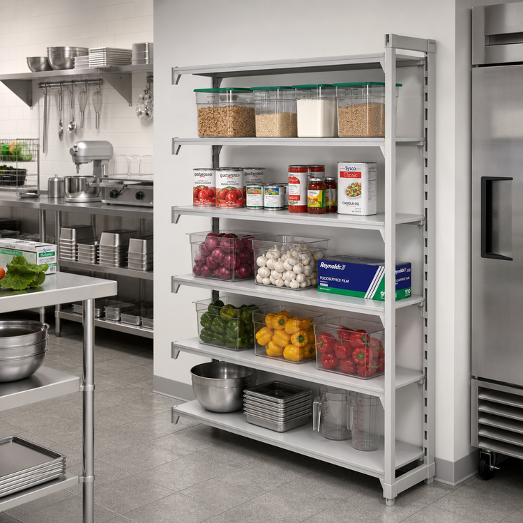 Product image #3 for Cambro Camshelving Premium 5-Shelf Solid Add-On Shelving Unit, 21 x 48 x 84 Inches, Speckled Gray