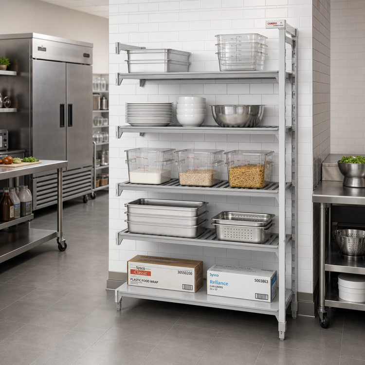 Product image #3 for Cambro Camshelving Premium 24-Inch Wide x 21-Inch Deep x 84-Inch High 5-Tier Vented and Solid Add-On Shelving Unit