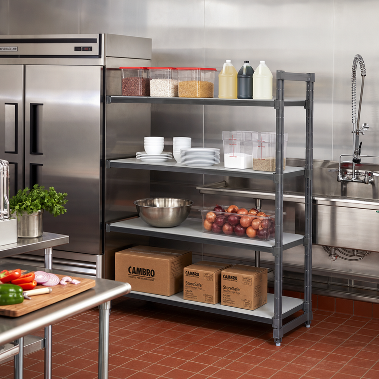 Product image #2 for Cambro Camshelving Basics Plus 4-Shelf Solid Add-On Polymer Shelving Unit, 21 x 48 x 84 Inches, Brushed Graphite