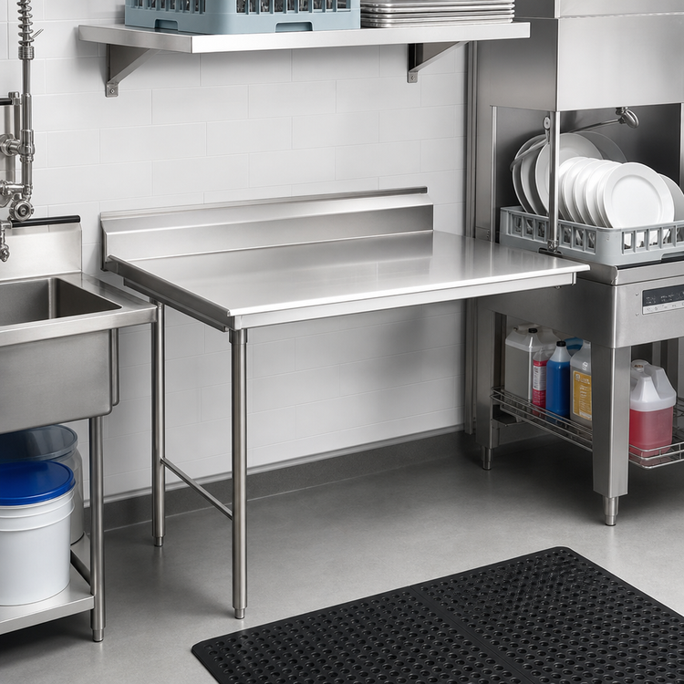 Product image #2 for Eagle Group Straight Clean Dishtable, Left-to-Right Operation, 36 x 30 x 43-1/2 Inches, 16/430 Stainless Steel Top, 8-Inch Backsplash