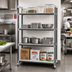 Thumbnail image #2 for Cambro Camshelving Elements XTRA 54-Inch Wide x 21-Inch Deep x 84-Inch High 4-Tier Stationary Starter Shelving Unit, 3 Vented + 1 Solid, Speckled Gray