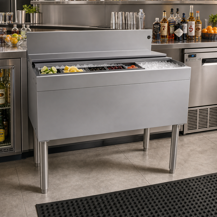 Product image #2 for Glastender 36-Inch Underbar Ice Bin with 10-Circuit Cold Plate, 100 lb. Capacity