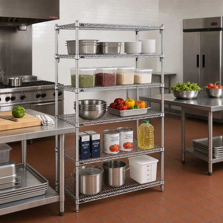 Product image #2 for Metro Super Erecta Super Adjustable Chrome-Plated Wire Starter Shelving Unit, 42"W x 21"D x 74"H, 5 Shelves