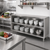 Thumbnail image #2 for John Boos Open Front Stainless Steel Dish Cabinet with Mid-Shelf and Adjustable Bullet Feet, 72 Inch