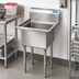 Thumbnail image #2 for BK Resources One Compartment No-Drainboard Stainless Steel Compartment Sink, 16 x 20 x 14-Inch Bowl, 10-Inch Backsplash