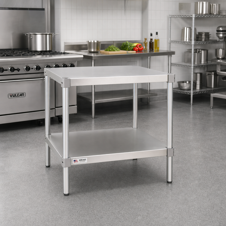 Product image #2 for New Age 42-Inch Wide Stationary Aluminum Equipment Stand with 2 Adjustable Solid Shelves