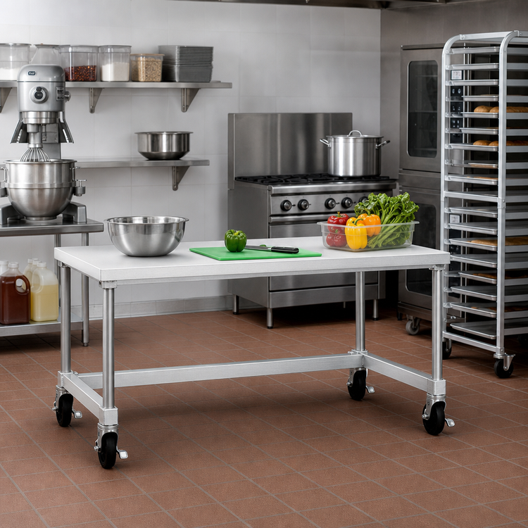 Product image #2 for New Age Mobile Aluminum Equipment Stand with Removable 12-Gauge Top, 60 x 30 x 24 Inches