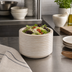 Thumbnail image #3 for American Metalcraft Hampton Collection Round Sun-Bleached Ribbed Wood Bowl/Riser, 32 oz.