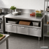 Thumbnail image #2 for La Rosa Refrigeration 60-Inch x 28-Inch 304 Stainless Steel Utility Stand with Three Dry-Drawer Base and Rear Splash