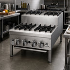 Thumbnail image #2 for Jade Range (Middleby) Supreme JHPE-3-436-F 36-Inch Gas Step-Up Hotplate with 7 Open Burners and Undershelf