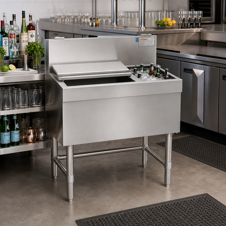Product image #2 for Eagle Spec-Bar 60-Inch Underbar Insulated Combo Ice Bin/Bottle Unit, 100 lb. Capacity
