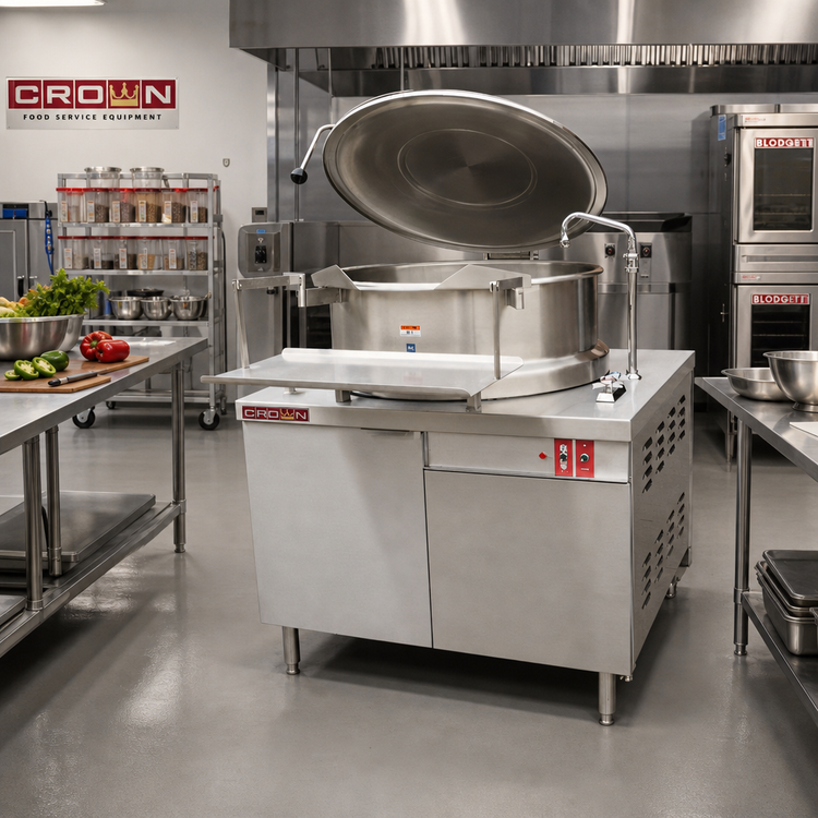 Product image #2 for Crown DMS-60 60 Gallon Stationary Direct Steam 2/3 Jacketed Kettle