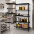 Thumbnail image #2 for Quantum WR54-2460BK 60 x 24 x 54 Inch Stationary 4-Shelf Wire Shelving Starter Unit, Black Epoxy Finish