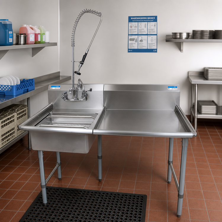 Product image #2 for BK Resources 72-Inch Left-to-Right Dish Table Kit with Pre-Rinse Unit
