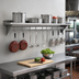 Thumbnail image #2 for Advance Tabco Wall-Mounted Stainless Steel Shelf with Pot Rack, 84-Inch Wide x 15-Inch Deep