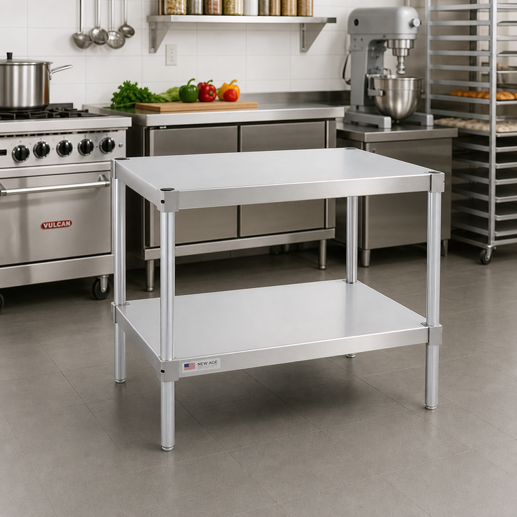 Product image #2 for New Age 42-Inch Wide Modular Aluminum Equipment Stand with 2 Adjustable Solid Shelves