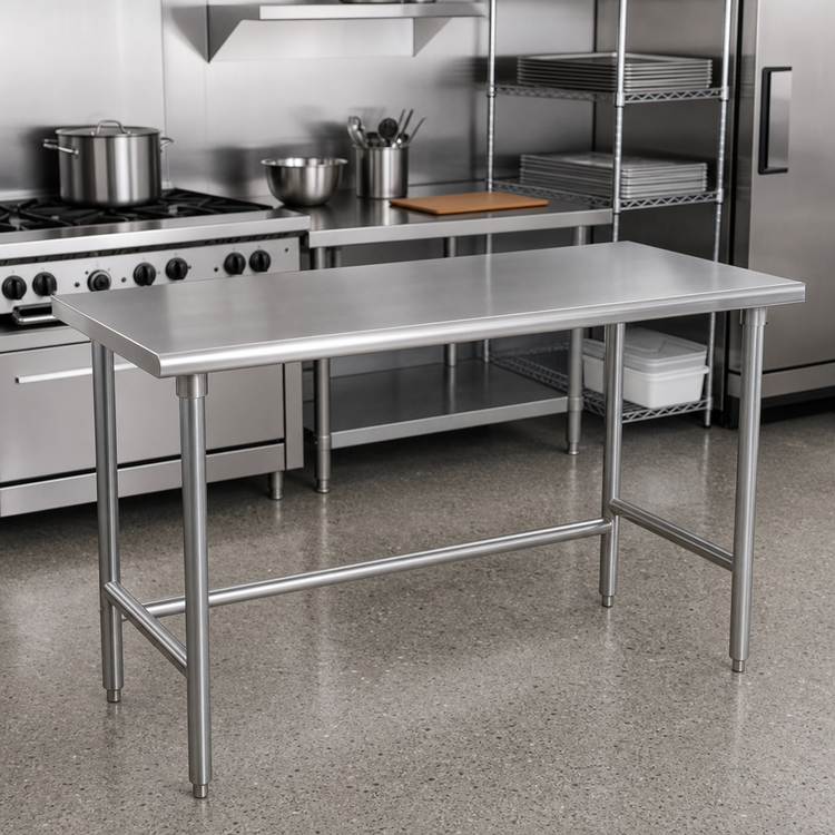Product image #2 for Advance Tabco 72" x 30" 16-Gauge 430 Stainless Steel Work Table with Galvanized Open Base