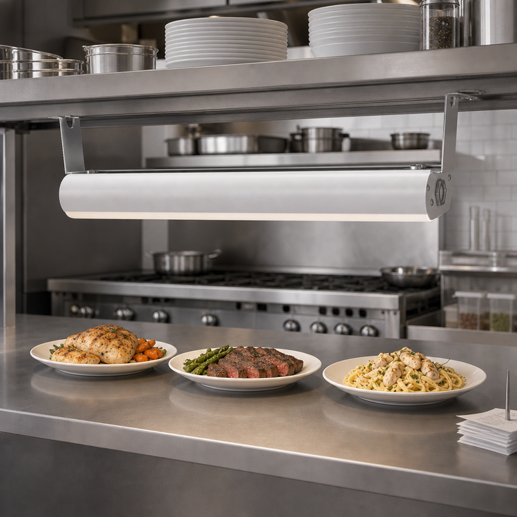 Product image #2 for Vollrath 24-Inch Low Profile Unlighted Strip Heat Lamp, White Hammer Powder Coat, 120V