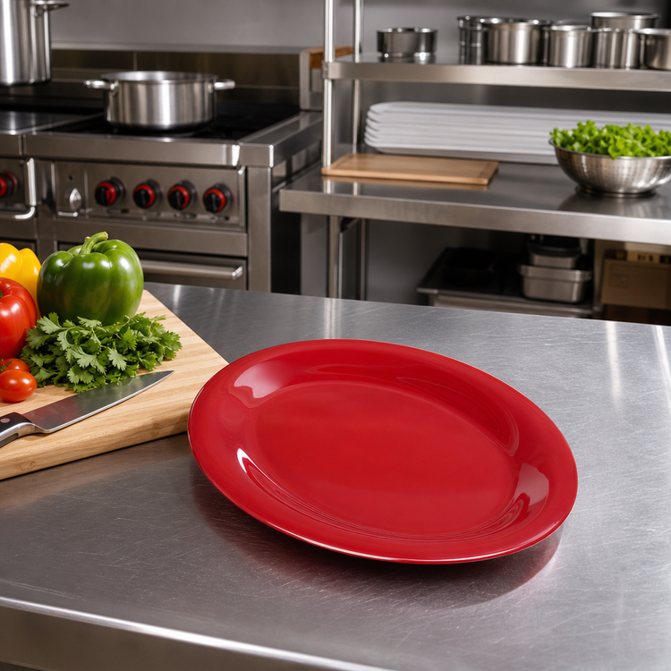 Product image #3 for Sierrus™ 12 x 9 Inch Oval Red Melamine Platter