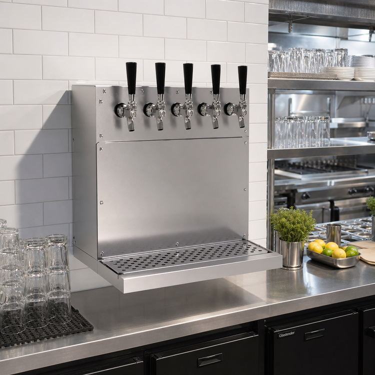 Product image #2 for Glastender Wall-Mount Glycol-Cooled Draft Dispensing Tower with 5 Stainless Steel Faucets