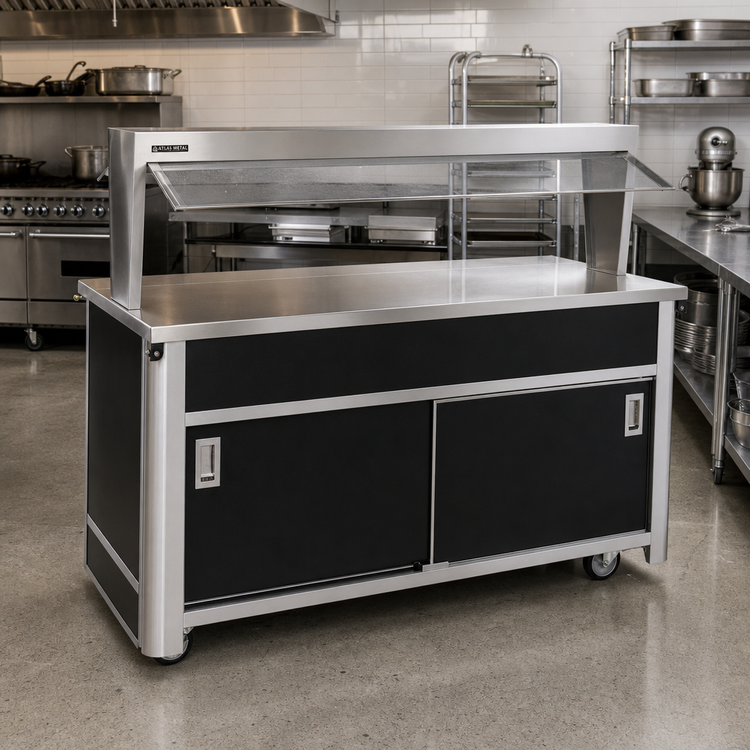 Product image #2 for Atlas Metal BLU-5-BU Buffet Style Mobile Utility Unit Serving Counter, 77.5 Inches Long