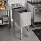 Thumbnail image #2 for John Boos UBDS-2112 Freestanding Underbar Dump Sink, 12"W x 21"D, 1 Bowl, 300 Series Stainless Steel