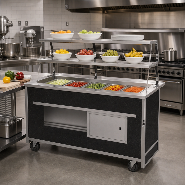 Product image #2 for Atlas Metal BLC-5-RM 5-Pan Mobile Refrigerated Cafeteria Cold Food Serving Counter