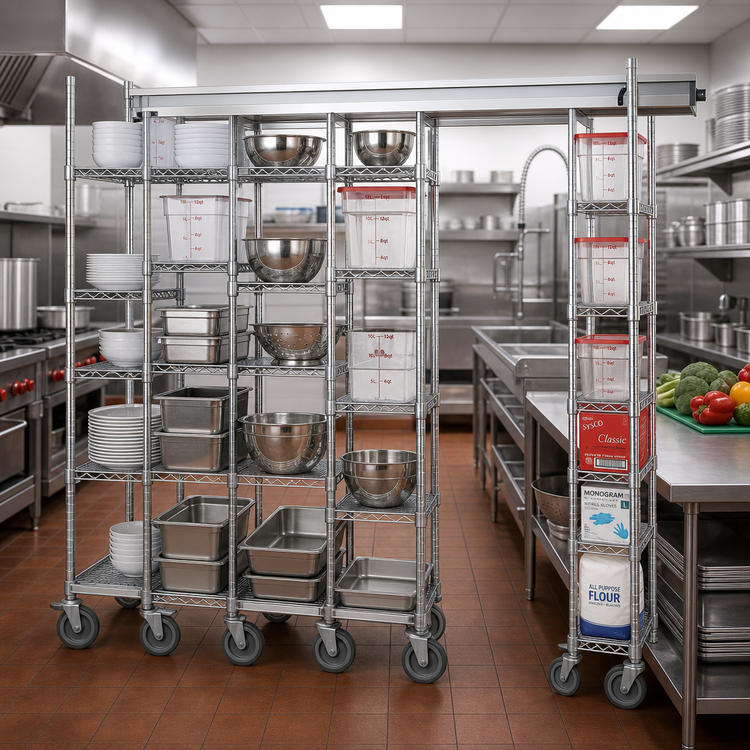 Product image #2 for Metro Super Erecta Top-Track Mobile Unit Kit, 21-Inch Wide, Chrome Plated
