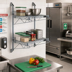 Thumbnail image #2 for Quantum WC34-CB1430GY Wall-Mount Cantilever Wire Shelving Unit, 2 Shelves, 30W x 14D, Gray Epoxy Finish