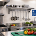 Thumbnail image #2 for Omcan Stainless Steel Wall-Mounted Pot Rack Shelf with 7 Hooks, 12 x 36 Inches