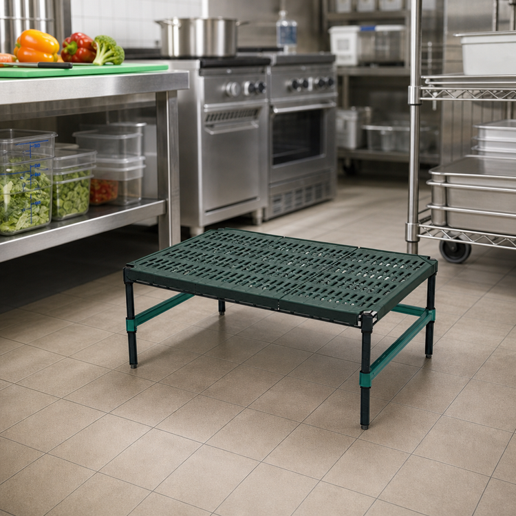 Product image #2 for QuadPlus Mobile Dunnage Rack with Louvered Polypropylene Mat, 24 x 18 x 14 Inches, 800 lb Capacity