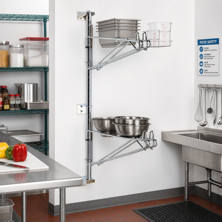 Product image #2 for Metro Super Erecta 24-Inch Chrome Plated 2-Tier Mid Unit Post-Type Wall Mount